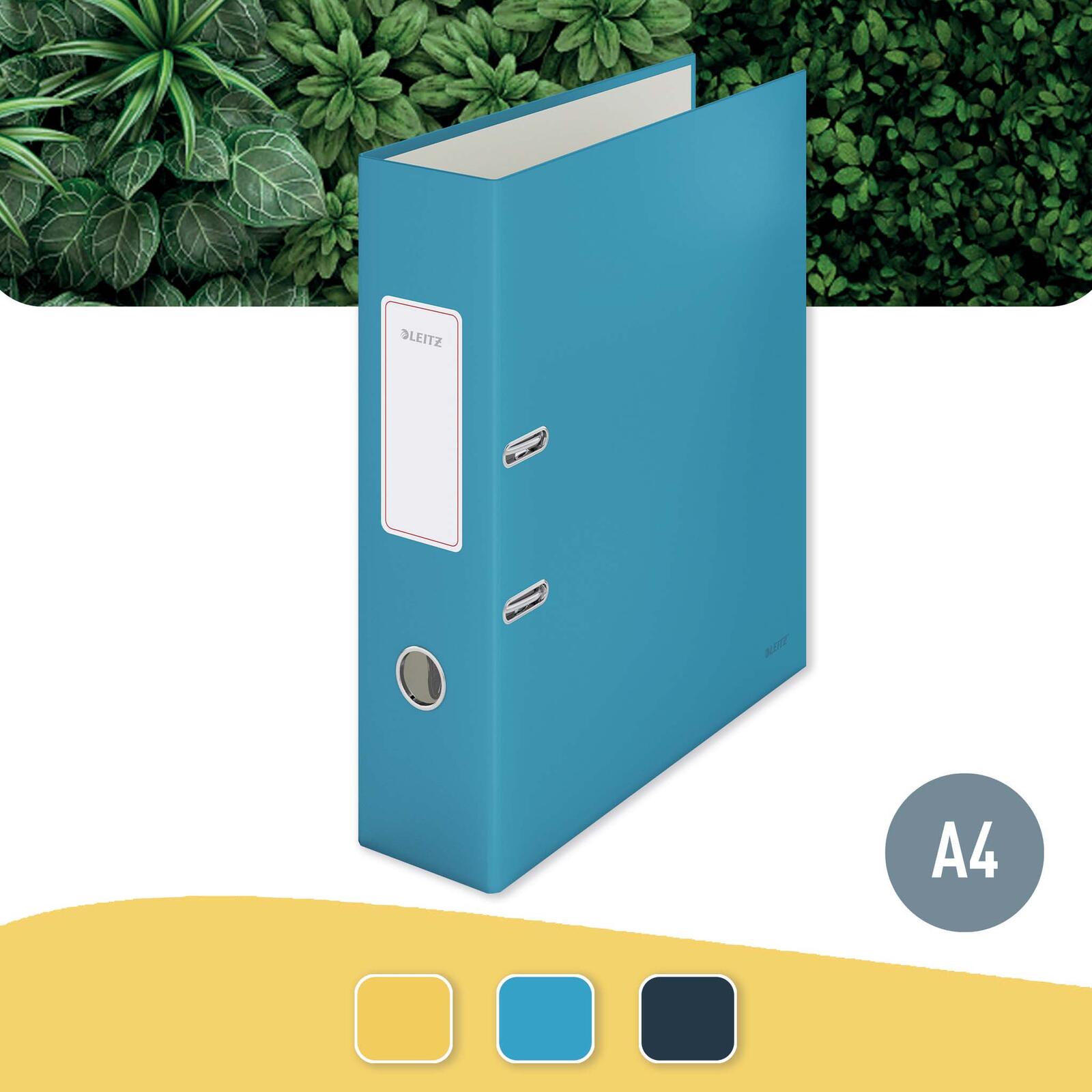 LEITZ Ordner Rückenbreite 8 cm DIN A4 stabile Pappe sanftes blau