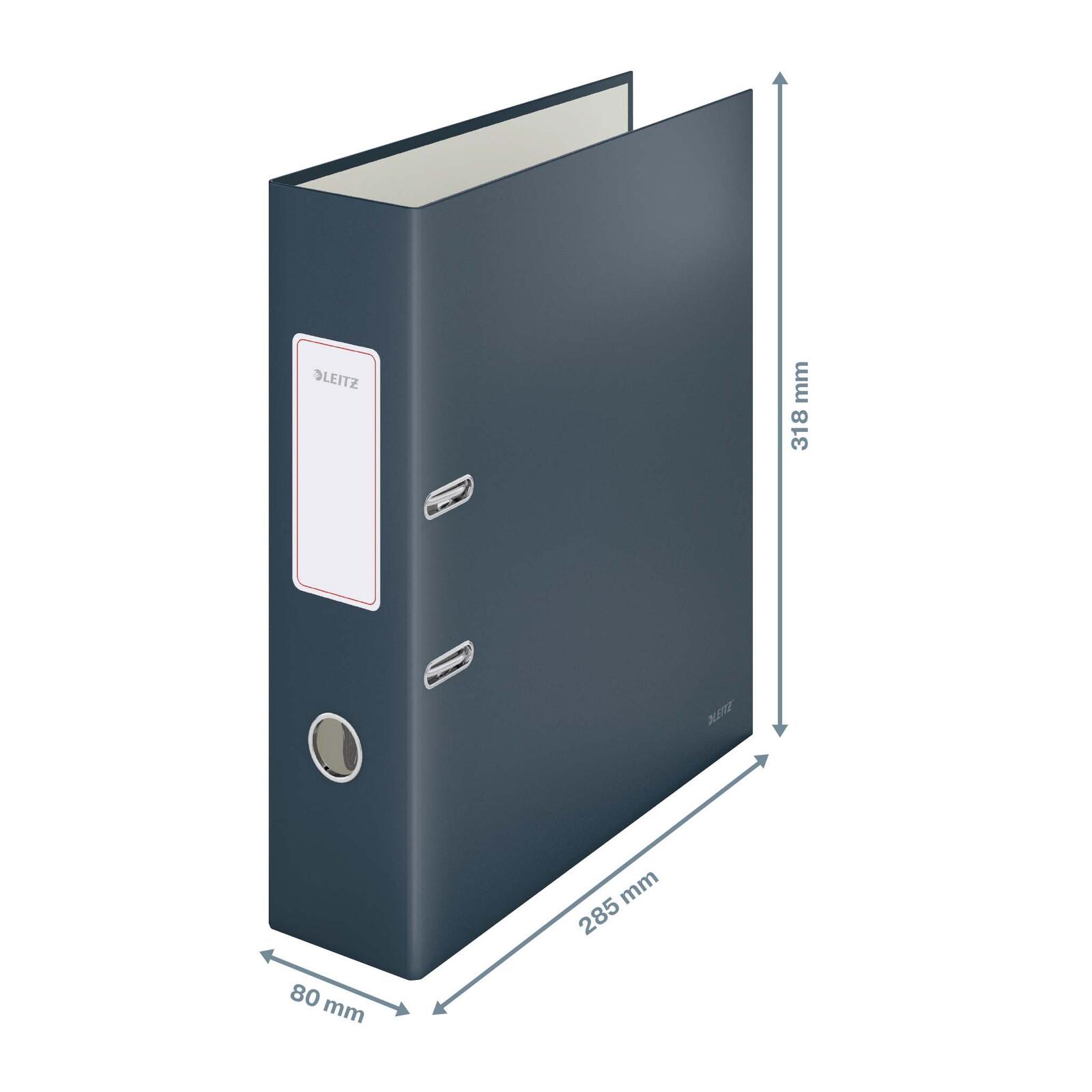 LEITZ Ordner Rückenbreite 8 cm DIN A4 stabile Pappe samtgrau