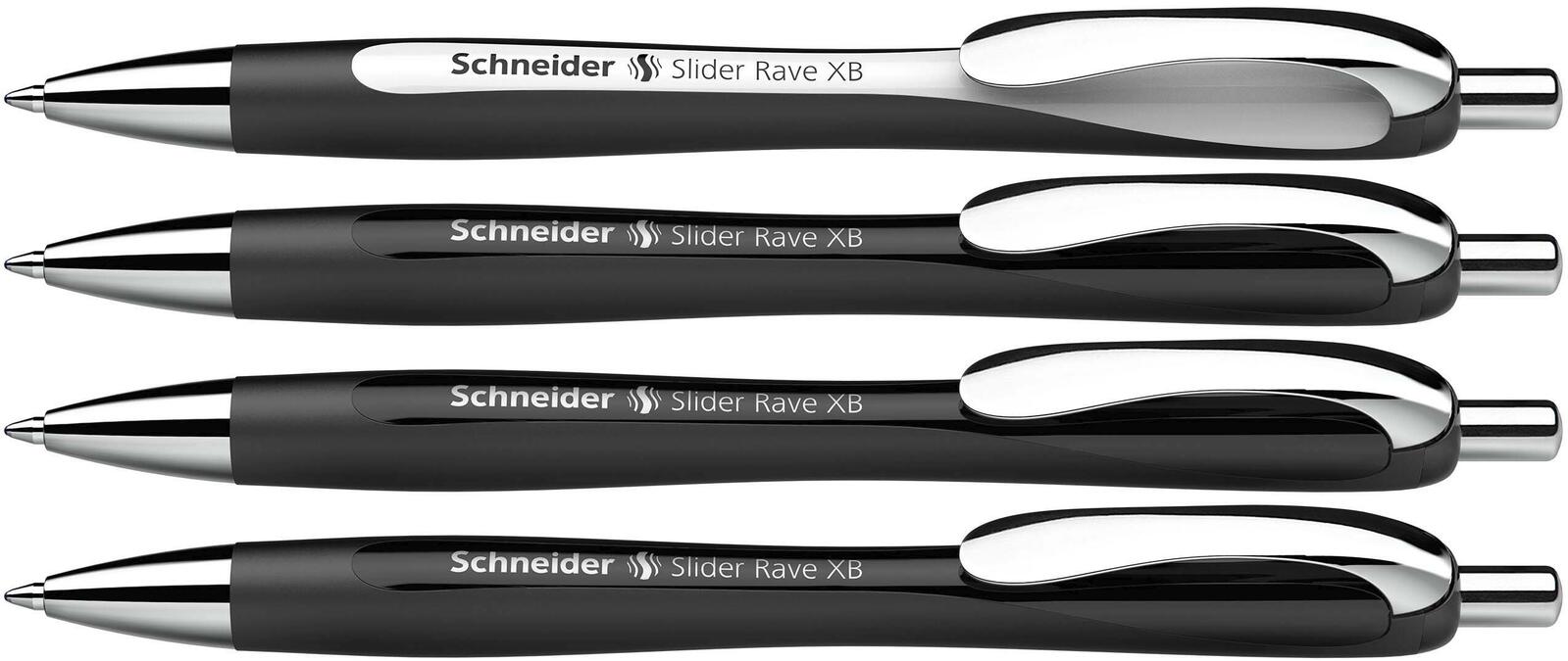 Schneider Slider Rave XB schwarz Kugelschreiber 0.7 mm, Schreibfarbe: Blau, 3 St. + GRATIS 1 Slider Rave XB