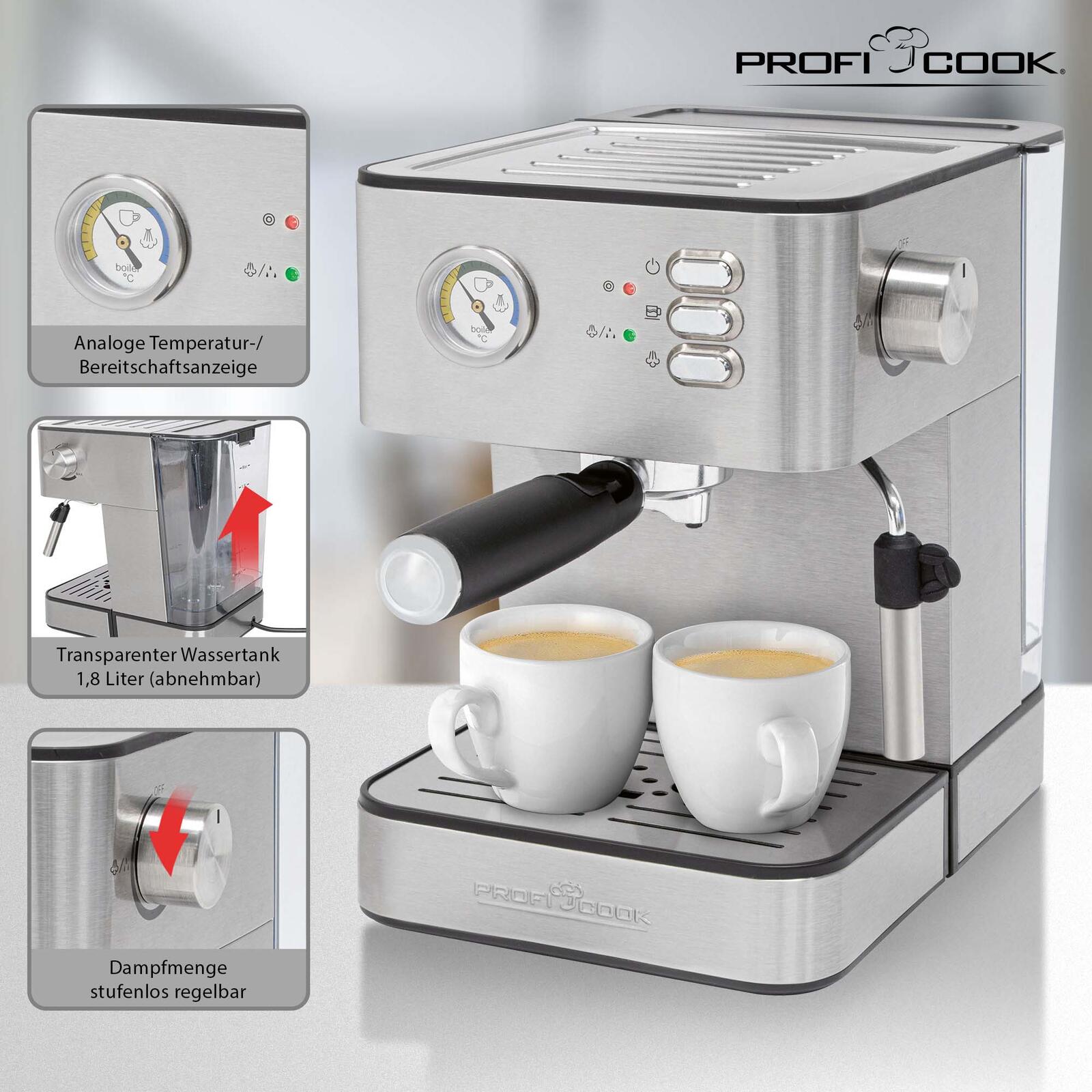 ProfiCook PC-ES 1209 Espressomaschine silber