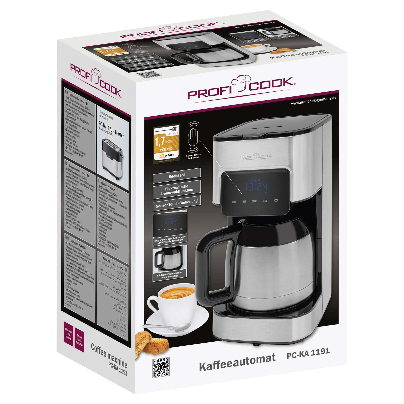 ProfiCook PC-KA 1191 Kaffeemaschine silber/schwarz