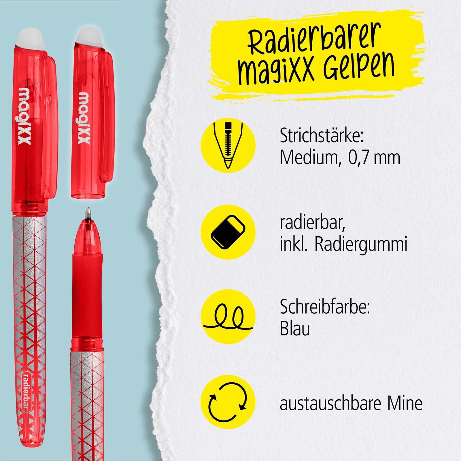 ONLINE® magiXX Classic Gelschreiber 0.7 mm, Schreibfarbe: Rot