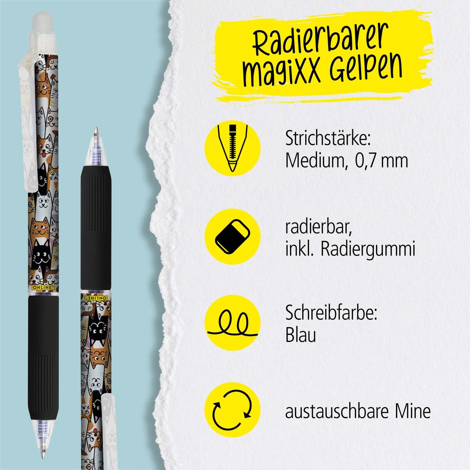 ONLINE® magiXX Design Gelschreiber 0.7 mm, Schreibfarbe: Blau