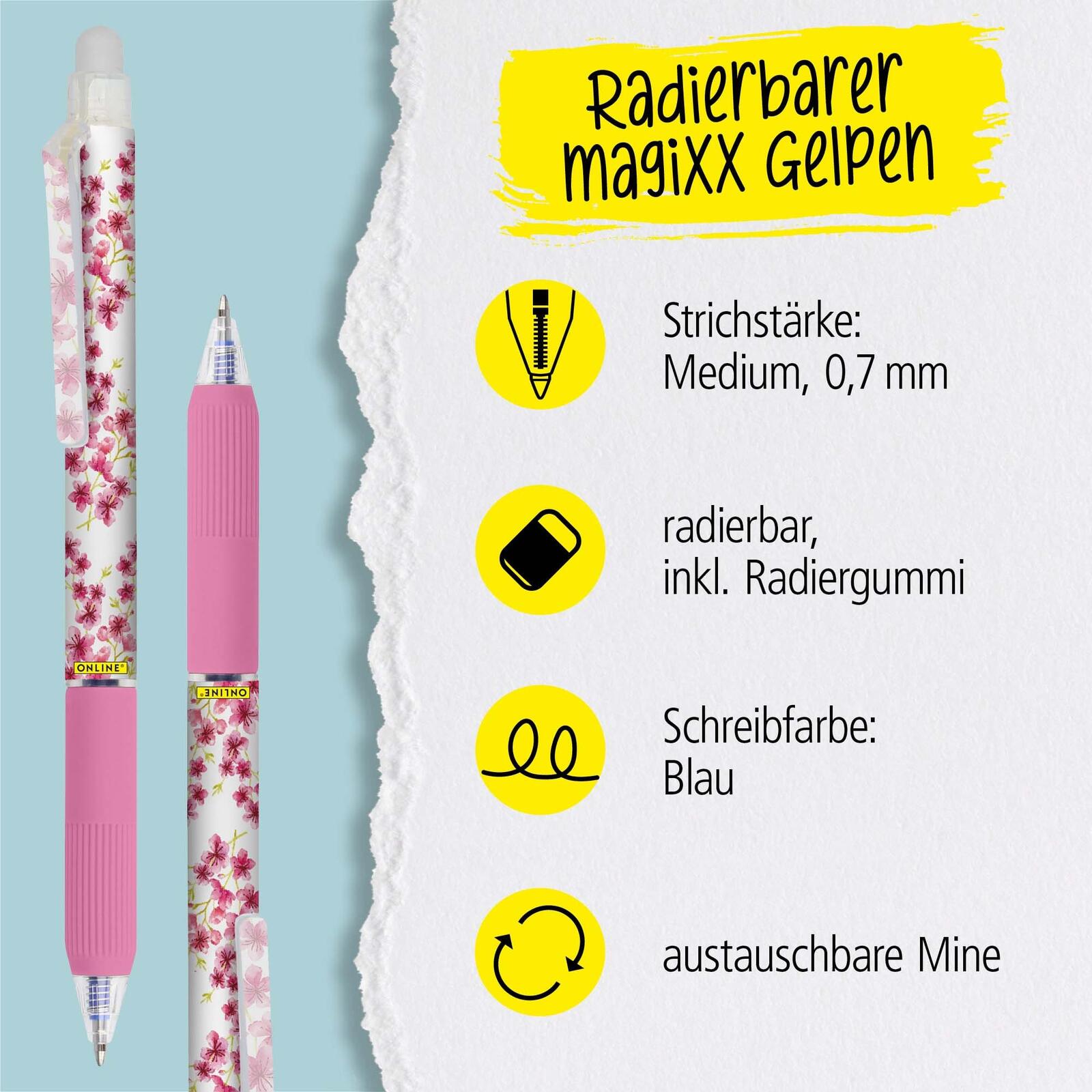 ONLINE® magiXX Design Gelschreiber 0.7 mm, Schreibfarbe: Blau