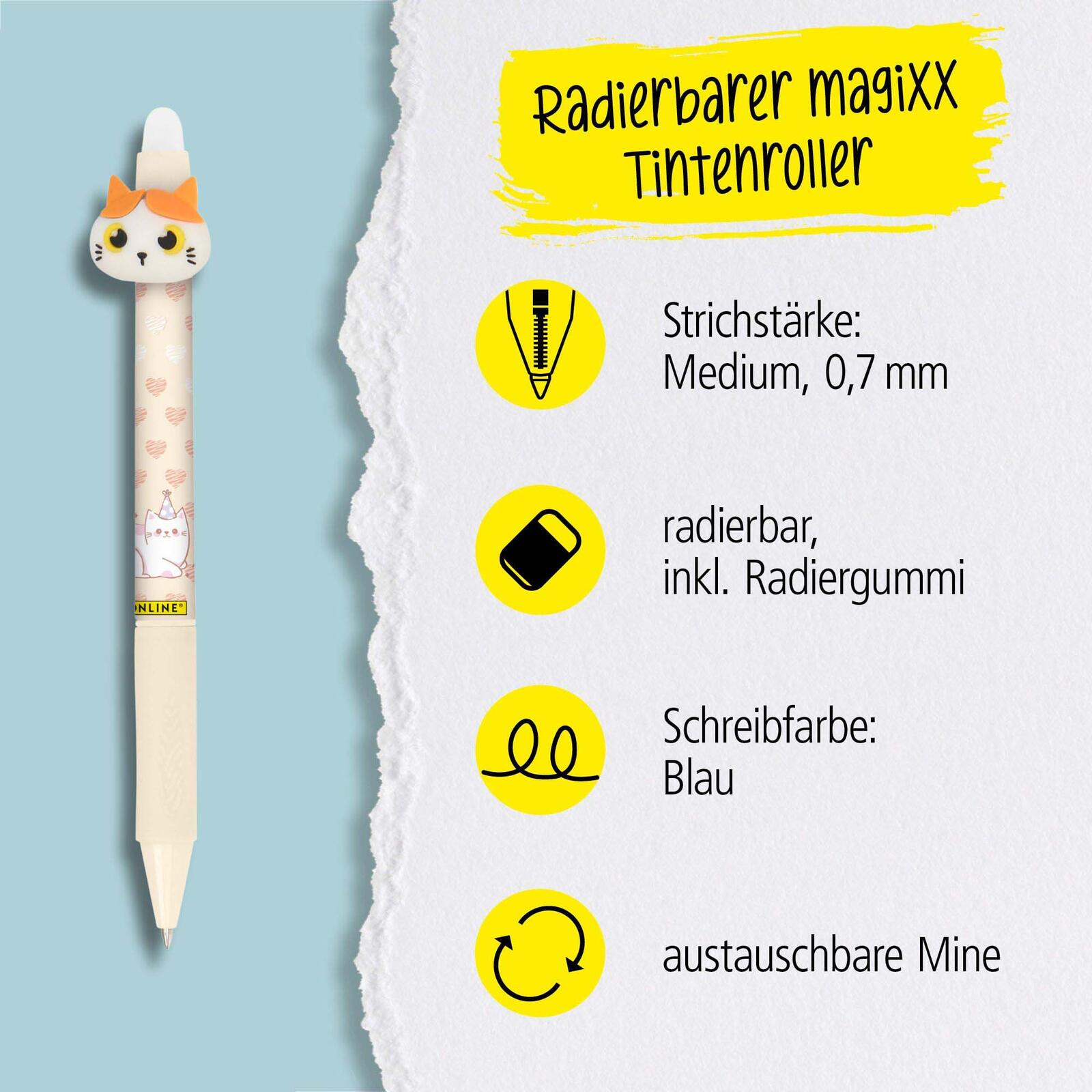 ONLINE® magiXX Fun Animals Gelschreiber 0.7 mm, Schreibfarbe: Blau