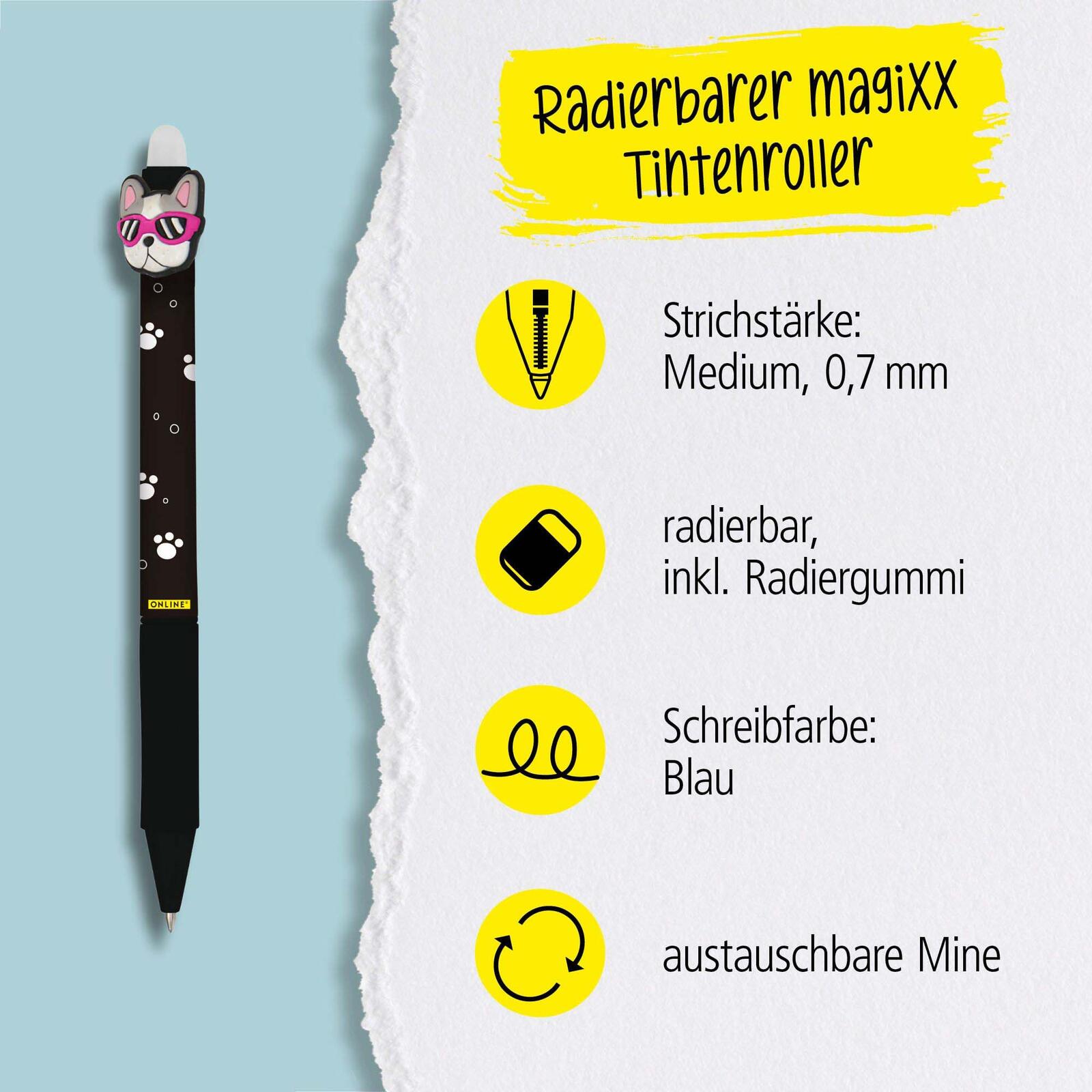 ONLINE® magiXX Fun Animals Gelschreiber 0.7 mm, Schreibfarbe: Blau