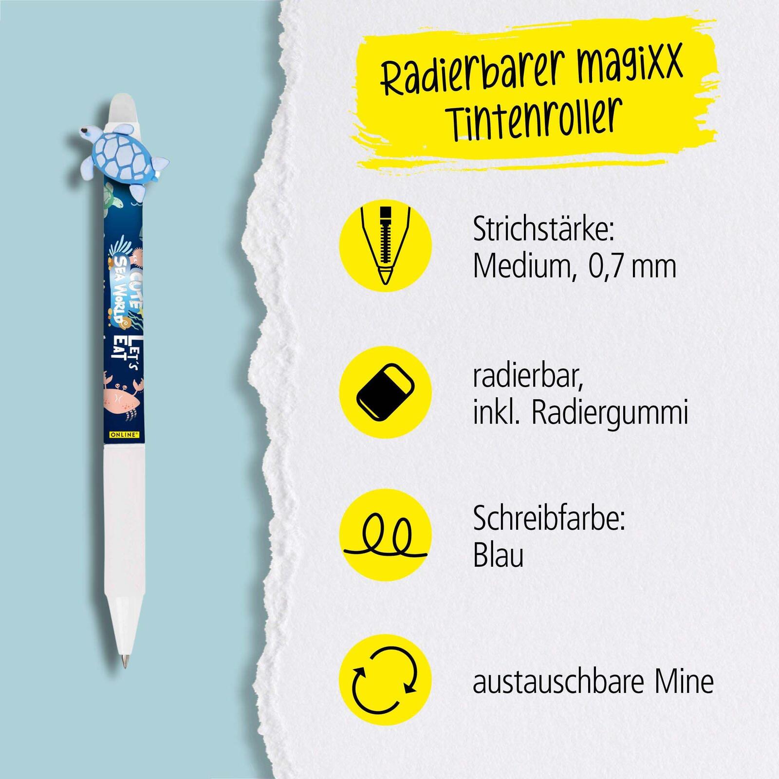 ONLINE® magiXX Fun Animals Gelschreiber 0.7 mm, Schreibfarbe: Blau