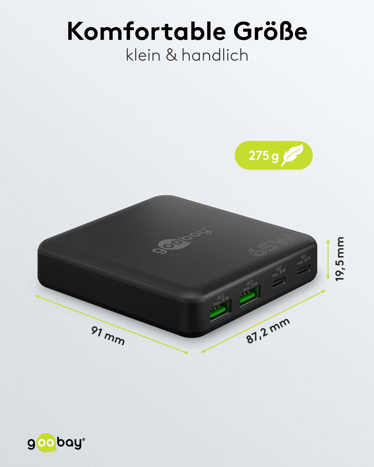 goobay GaN-Ladestation Multiport 65W
