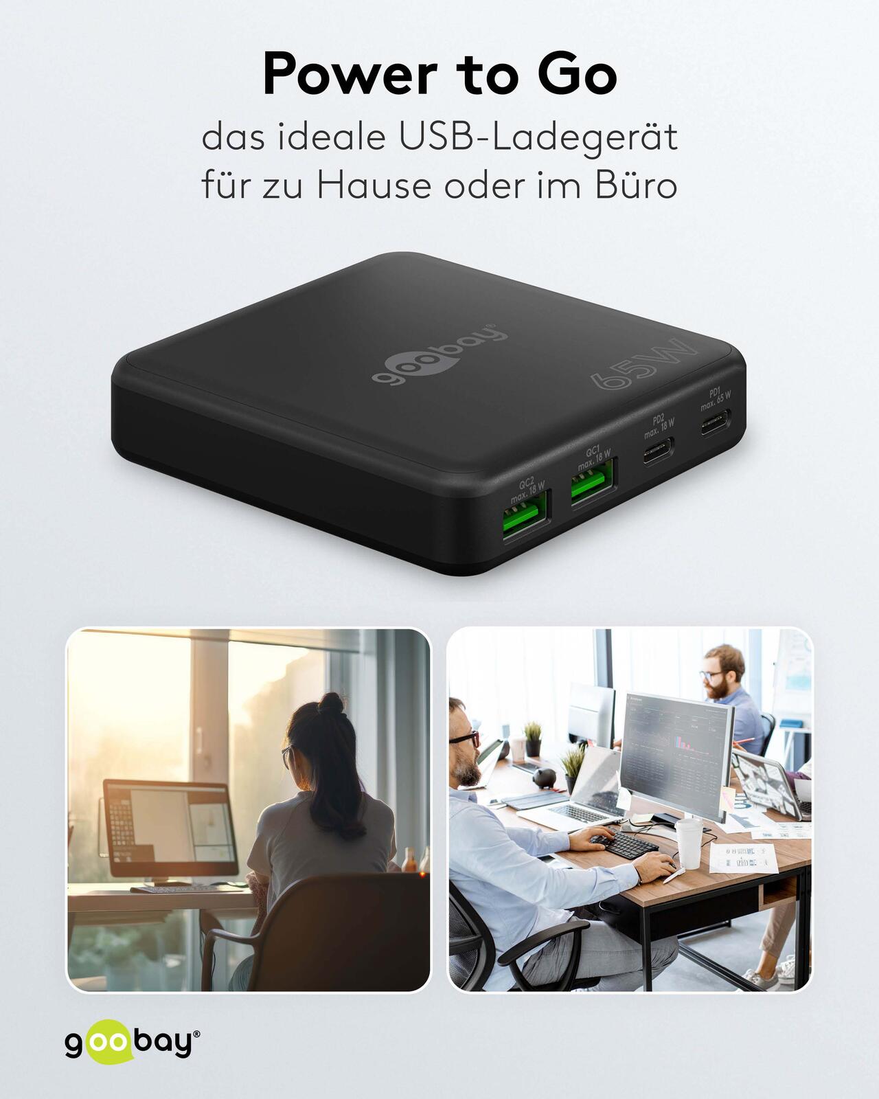 goobay GaN-Ladestation Multiport 65W