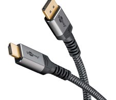 goobay DisplayPort 1.2/HDMI 2.0 Kabel 2,0 m grau, schwarz, 1 St.