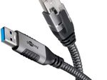goobay USB A 3.0/RJ45 CAT 6 Kabel 15,0 m grau, schwarz, 1 St.