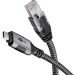 goobay USB C 3.1/RJ45 CAT 6 Kabel 7,5 m grau, schwarz, 1 St.