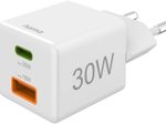 Hama 30W USB-A, USB-C Schnellladegerät, weiß