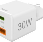 Hama 30W USB-A, USB-C Schnellladegerät, weiß