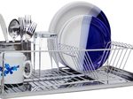 relaxdays Abtropfgestell mit Besteckkorb silber