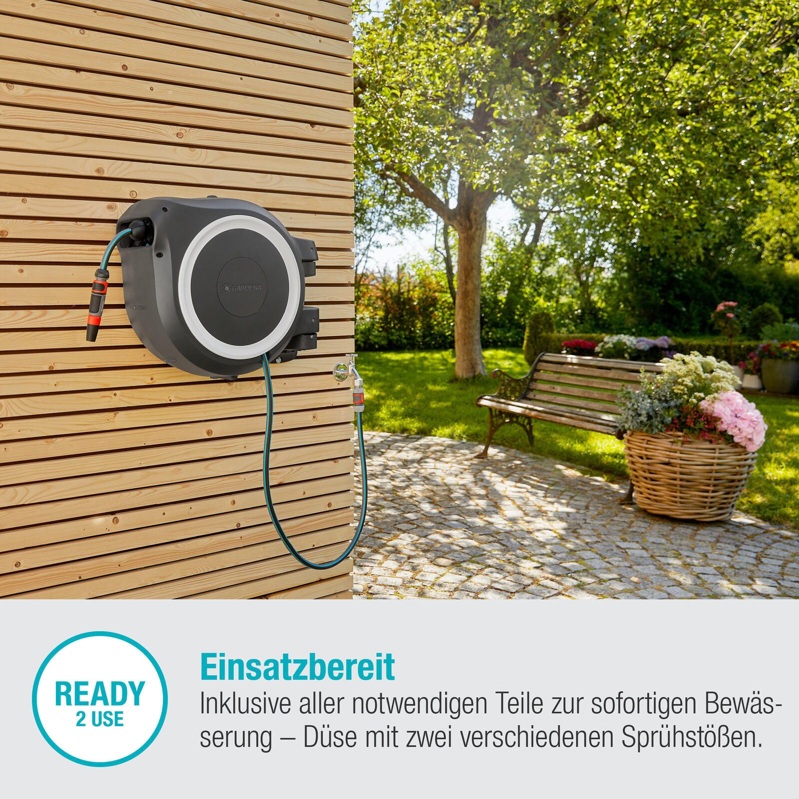 GARDENA Wand Schlauchbox RollUp L 30m grau/weiß