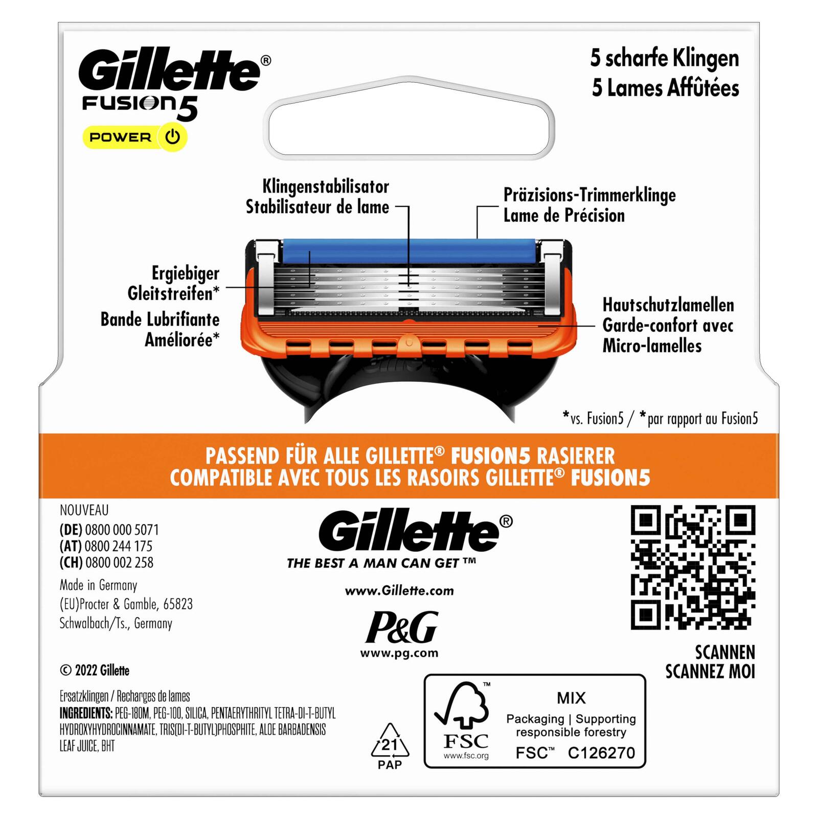Gillette FUSION 5 Power Rasierklingen 4 St.