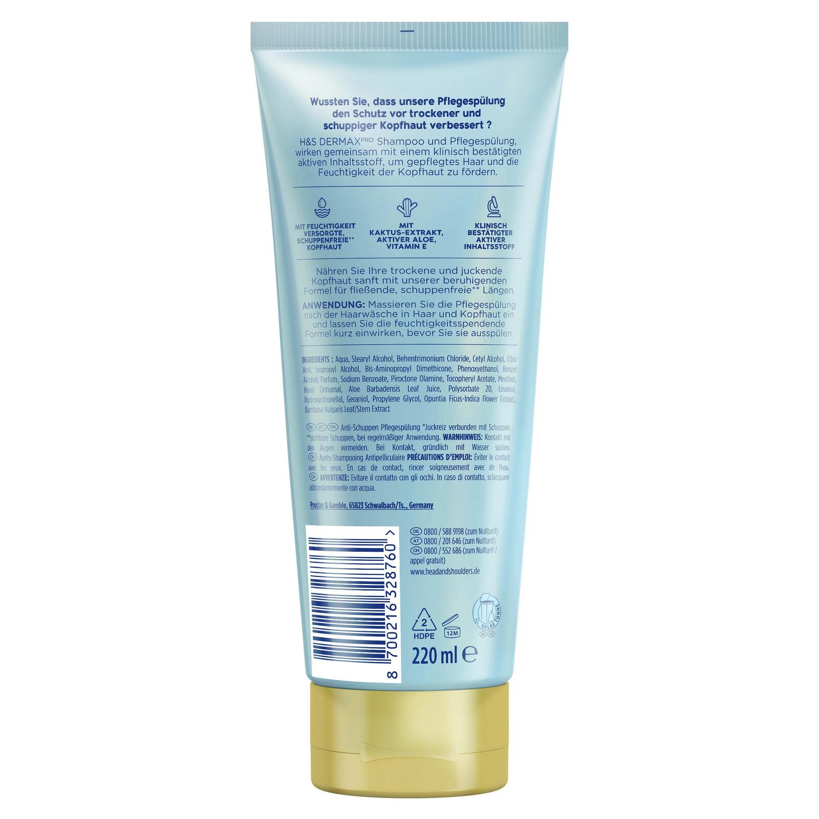 head&shoulders® DERMAXPRO BERUHIGEND Spülung 220 ml