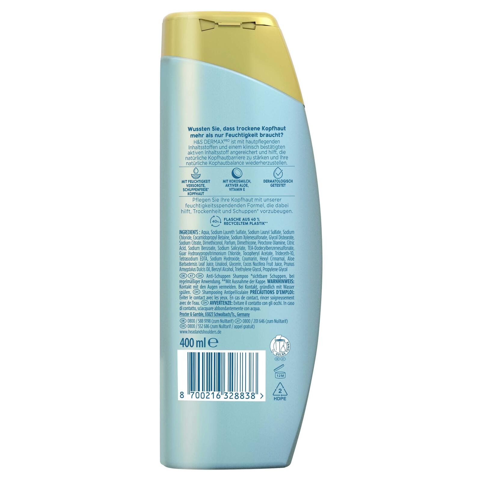 head&shoulders® DERMAXPRO HYDRA PFLEGE Shampoo 400 ml