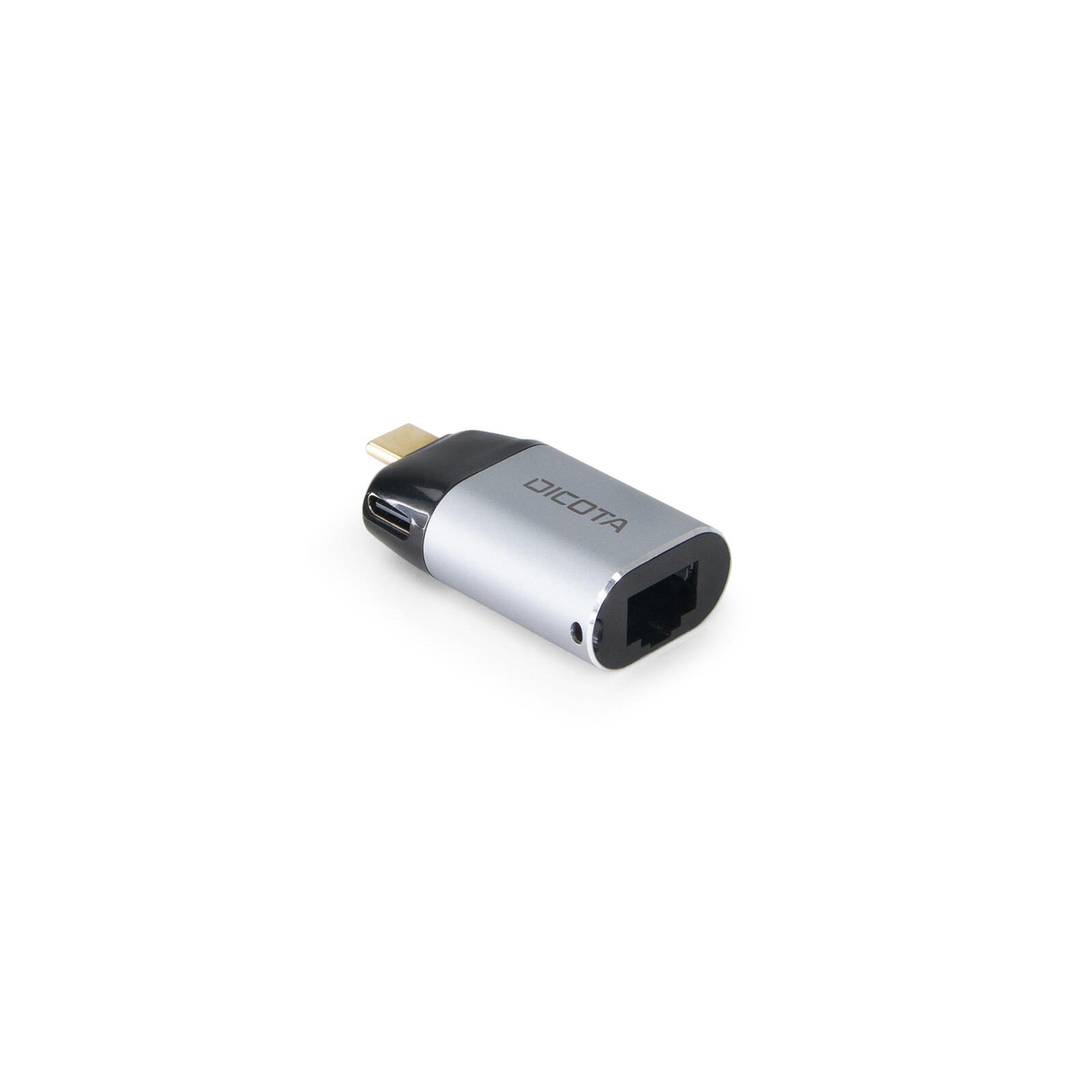 DICOTA Mini-Adapter USB-C zu Ethernet mit Power Delivery