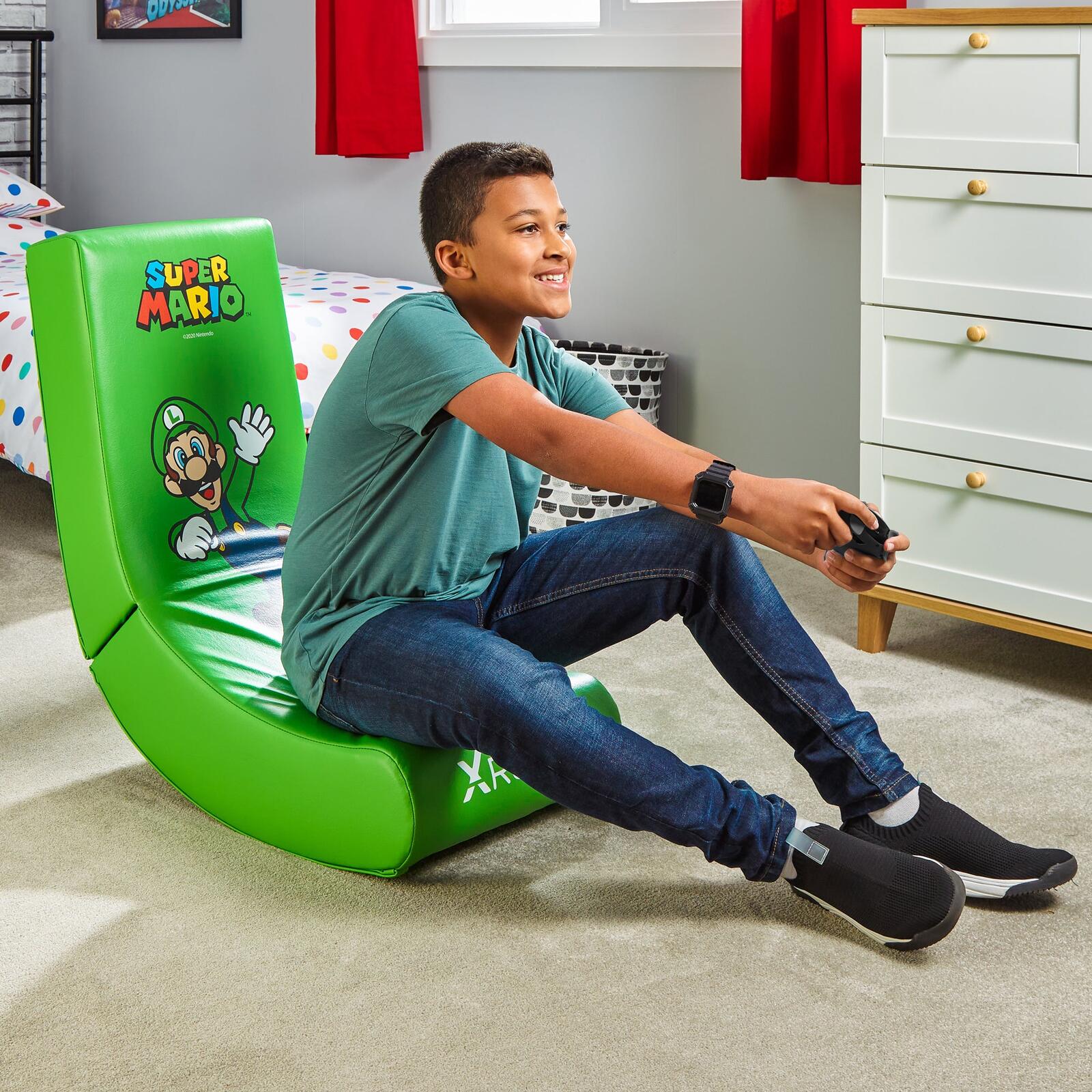 X Rocker Nintendo Super Mario™ Floor Rocker Gaming-Bodensessel im Luigi Design für Kinder & Jugendliche - grün