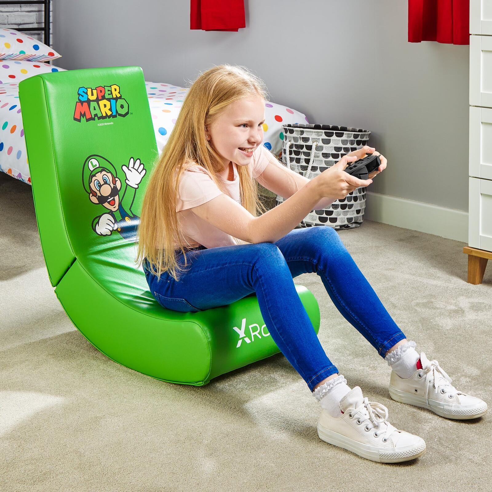 X Rocker Nintendo Super Mario™ Floor Rocker Gaming-Bodensessel im Luigi Design für Kinder & Jugendliche - grün