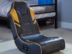 X Rocker Shadow 2.0 Floor Rocker Gaming-Bodensessel für Kinder & Jugendliche mit Audiosystem - schwarz/gold