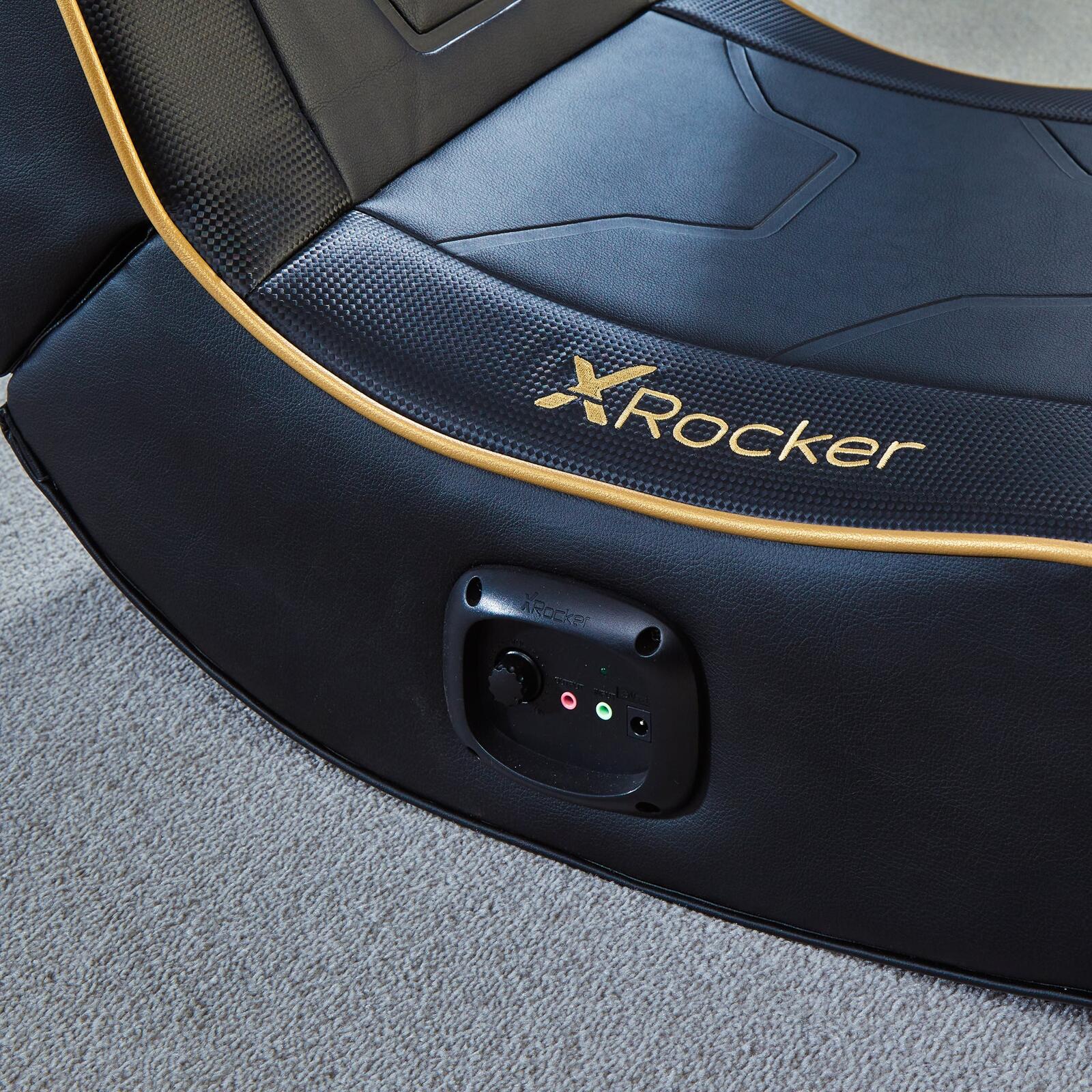 X Rocker Shadow 2.0 Floor Rocker Gaming-Bodensessel für Kinder & Jugendliche mit Audiosystem - schwarz/gold