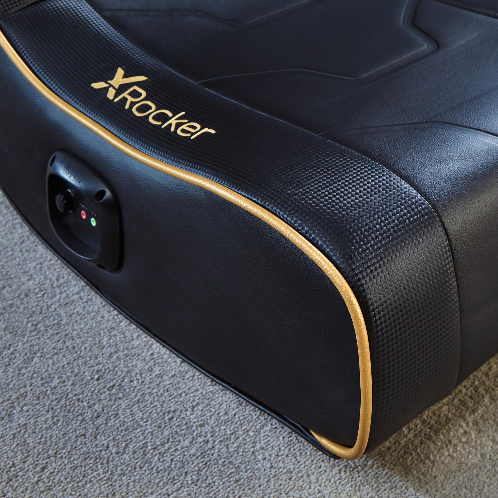 X Rocker Shadow 2.0 Floor Rocker Gaming-Bodensessel für Kinder & Jugendliche mit Audiosystem - schwarz/gold