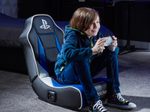 X Rocker Sony Playstation® Geist 2.0 Floor Rocker Gaming-Bodensessel mit 2.0 Audiosystem für Kinder & Jugendliche - schwarz/blau