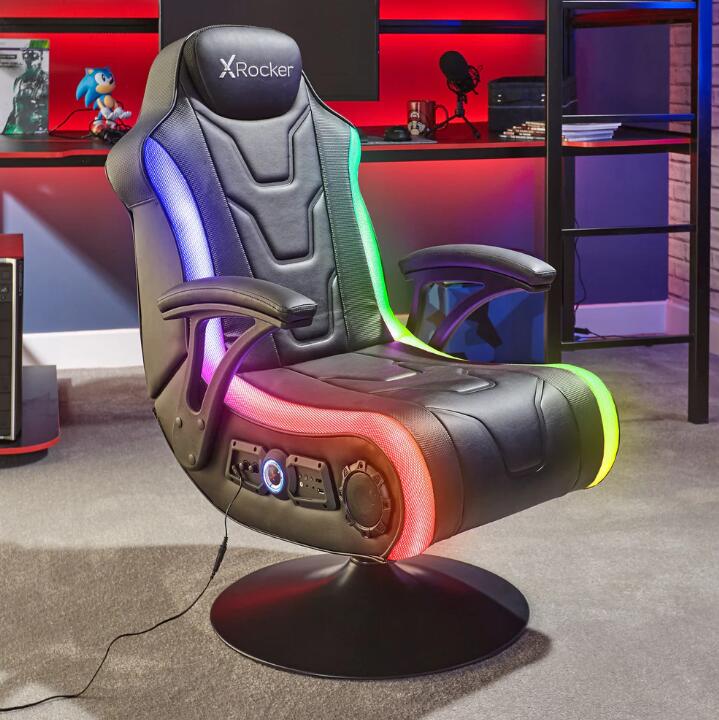 X Rocker MONSOON 4.1 Gaming-Sessel mit LED-Beleuchtung, Wireless Audiosystem und Vibrationsmotor - schwarz