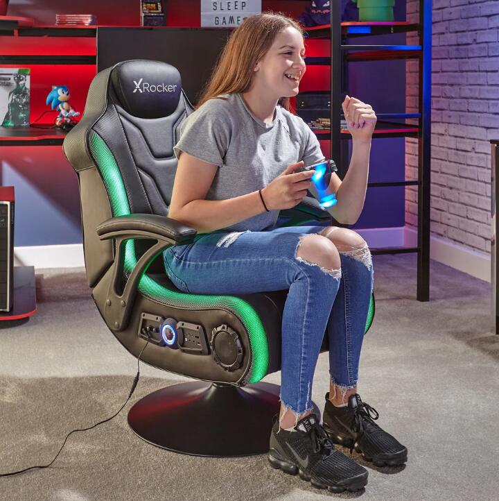 X Rocker MONSOON 4.1 Gaming-Sessel mit LED-Beleuchtung, Wireless Audiosystem und Vibrationsmotor - schwarz