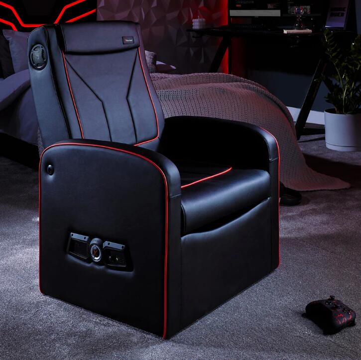 X Rocker Shift Luxe Junior 2.1 Ottoman Gaming-Sessel mit Stereo-Lautsprechersystem und Subwoofer - schwarz/rot