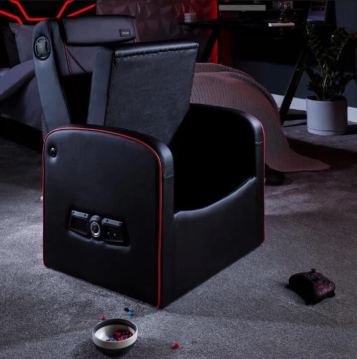 X Rocker Shift Luxe Junior 2.1 Ottoman Gaming-Sessel mit Stereo-Lautsprechersystem und Subwoofer - schwarz/rot