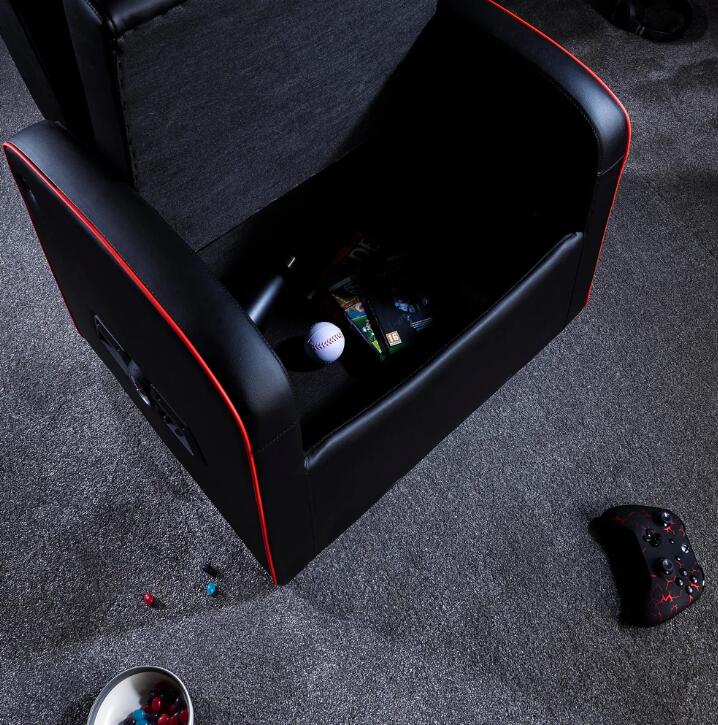 X Rocker Shift Luxe Junior 2.1 Ottoman Gaming-Sessel mit Stereo-Lautsprechersystem und Subwoofer - schwarz/rot