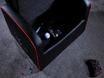 X Rocker Shift Luxe Junior 2.1 Ottoman Gaming-Sessel mit Stereo-Lautsprechersystem und Subwoofer - schwarz/rot