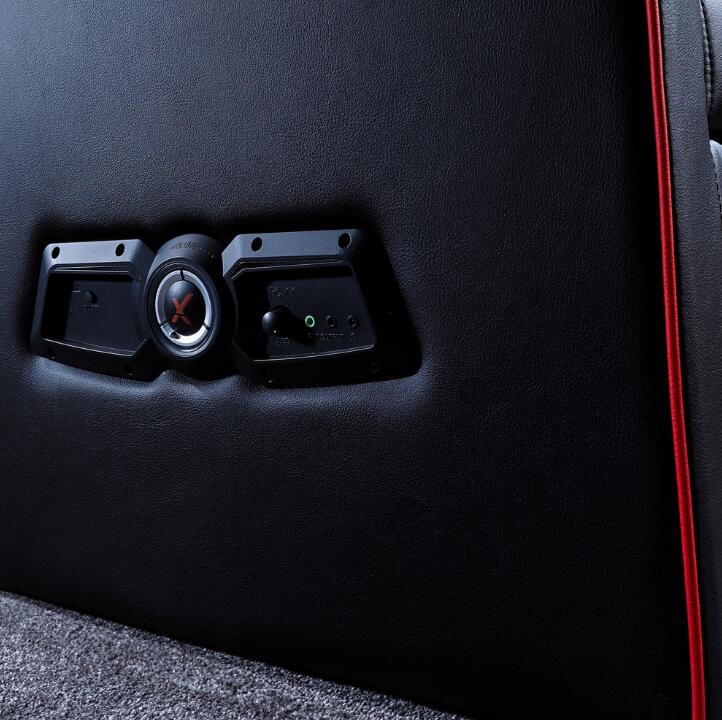 X Rocker Shift Luxe Junior 2.1 Ottoman Gaming-Sessel mit Stereo-Lautsprechersystem und Subwoofer - schwarz/rot