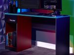 X Rocker Carbon-Tek Gaming Schreibtisch mit LED-Beleuchtung & Wireless Charging Ladepad - grau/rot