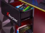 X Rocker Carbon-Tek Gaming Schreibtisch mit LED-Beleuchtung & Wireless Charging Ladepad - grau/rot