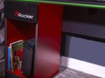 X Rocker Carbon-Tek Gaming Schreibtisch mit LED-Beleuchtung & Wireless Charging Ladepad - grau/rot