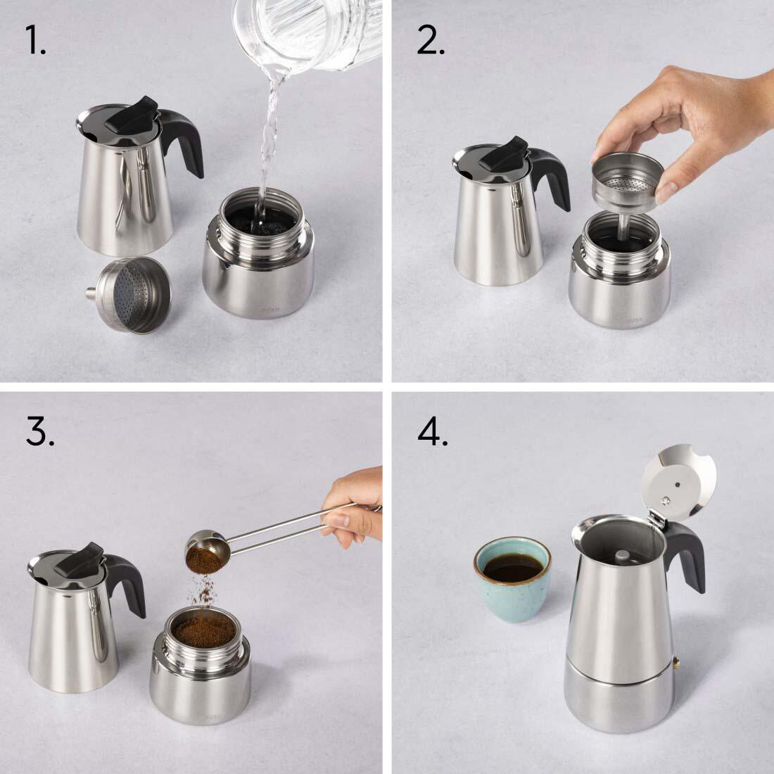 xavax® 4 Tassen Espressokocher silber/schwarz