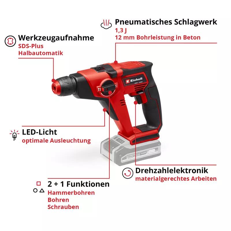 Einhell Akku-Bohrhammer TE-HD 18/12 Li - Solo (4513970)