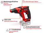 Einhell Akku-Bohrhammer TE-HD 18/12 Li - Solo (4513970)