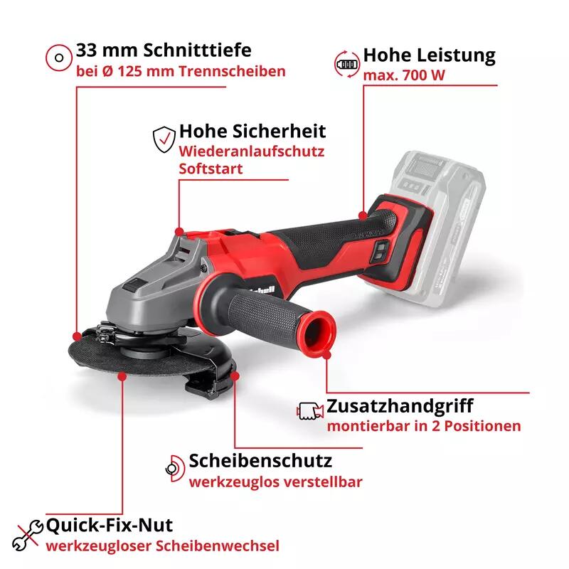 Einhell Akku-Winkelschleifer  AXXIO 18/125 Q (4431151)