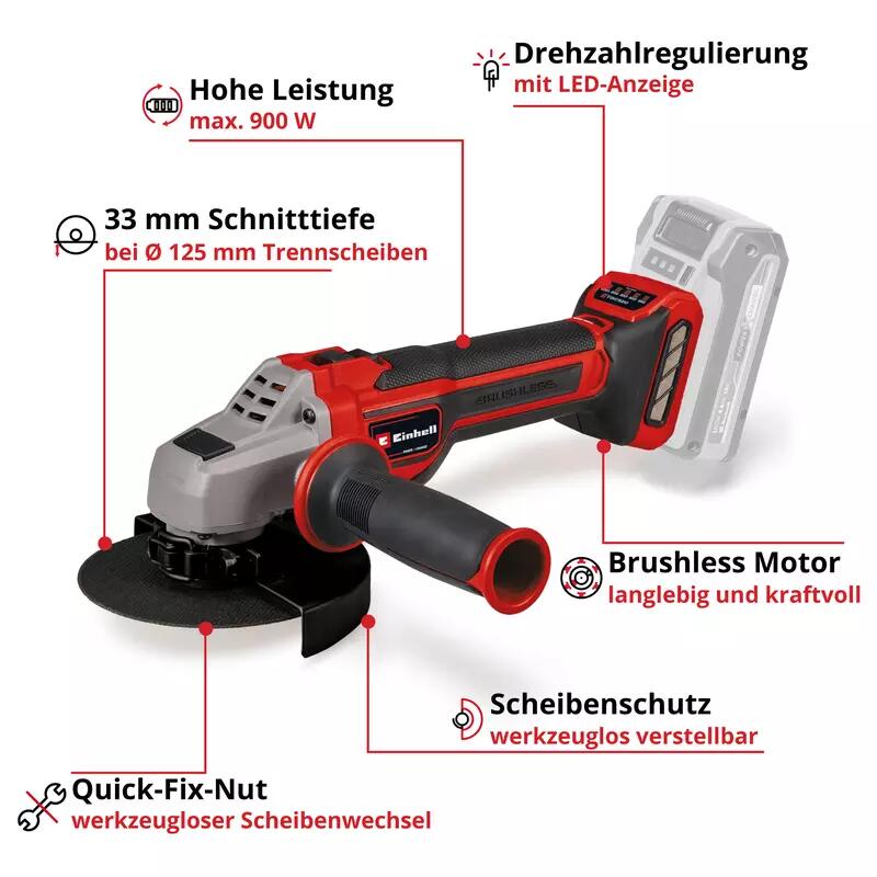 Einhell Akku-Winkelschleifer  18/125 CE Q Li - Solo (4431155)