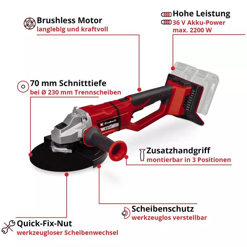 Einhell Akku-Winkelschleifer  AXXIO 36/230 Q (4431160)