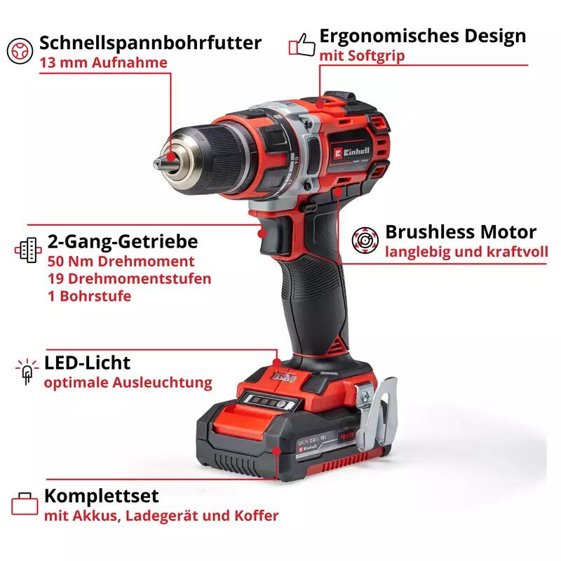 Einhell Akku-Bohrschrauber TP-CD 18/50 Li BL (2x2,0Ah) (4513896)