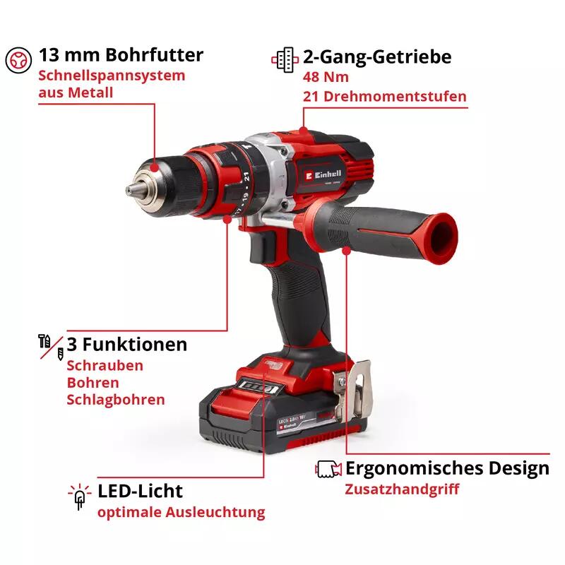 Einhell Akku-Bohrschrauber-Set TE-CD 18/48 Li-i (2x2,0Ah) (4513935)