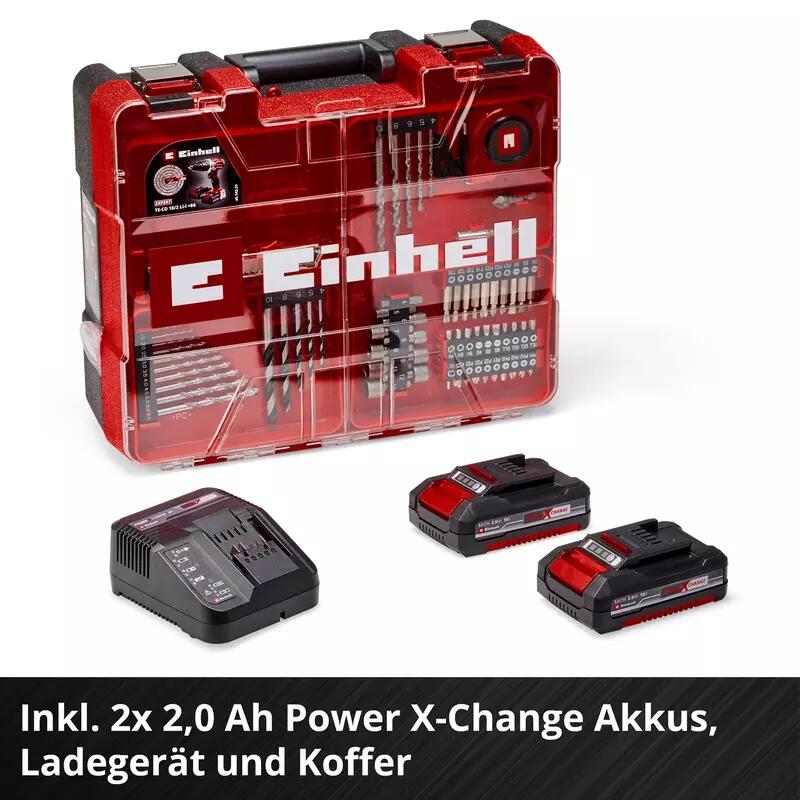 Einhell Akku-Bohrschrauber-Set TE-CD 18/2 Li-i +64 (2x2,0 Ah) (4514221)