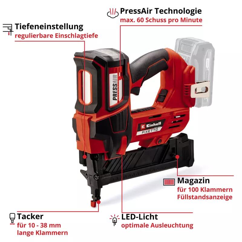 Einhell Akku-Tacker FIXETTO 18/38 S (4257785)